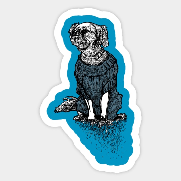 Dog Sweater Collection Blue Sticker by jondenby